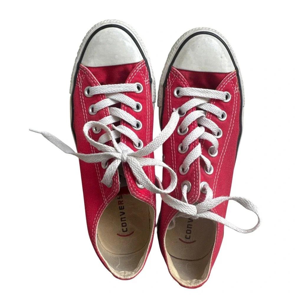 Converse Chuck Taylor All‎ Star Low Top Sneakers Red Canvas Mens 5 Womens 7 - Picture 3 of 6